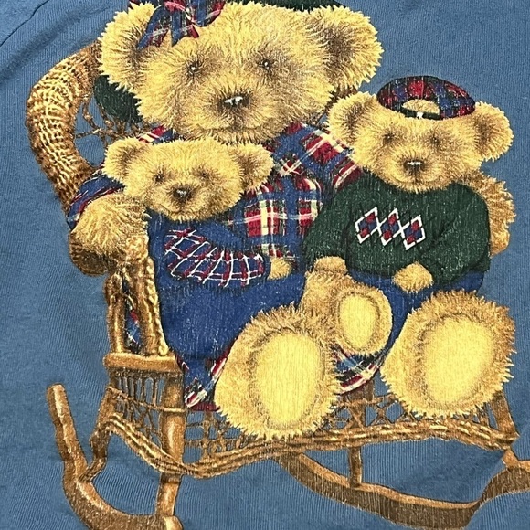Vintage Bear Family in chair blue 1990s Crewneck Graphic Sweatshirt - Picture 4 of 7